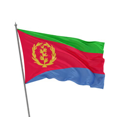 Illustration of Waving Eritrean Flag National Symbol on Transparent Background