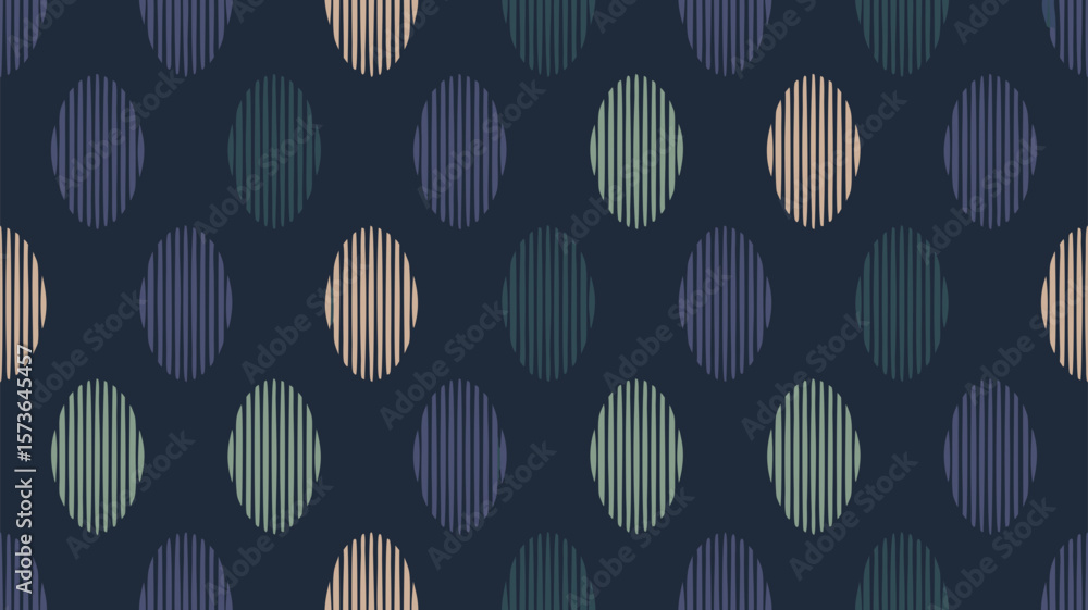Aufkleber abstract pattern with oval shapes and vertical lines on a dark blue background aesthetic