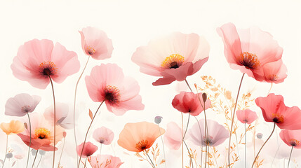 Abstract floral art background illustration featuring botanical watercolor hand-painted pastel pink and gold flowers on white backdrop, showcasing delicate textures and elegant soft color p 78443223 4
