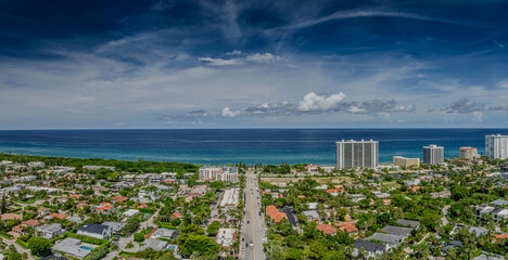 Drone view of Boca Raton, Florida with city