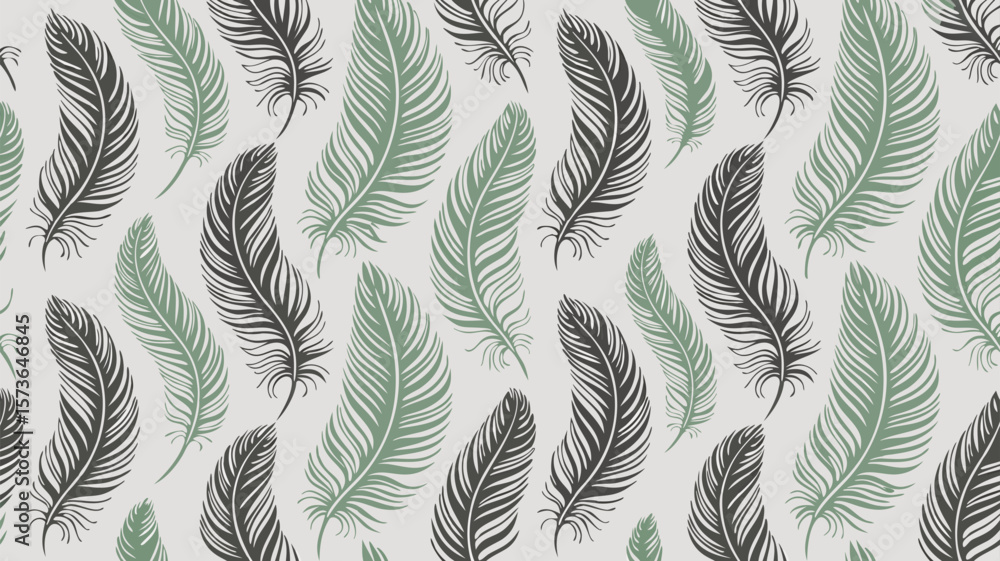 Poster elegant feather pattern with repeating elements in natural shades for seamless applications