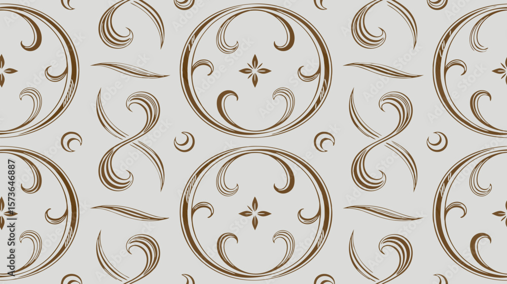 Poster elegant brown ornamental pattern on a neutral background vector seamless repeat design