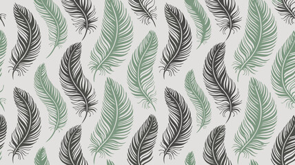 Elegant feather pattern with repeating elements in natural shades for seamless applications