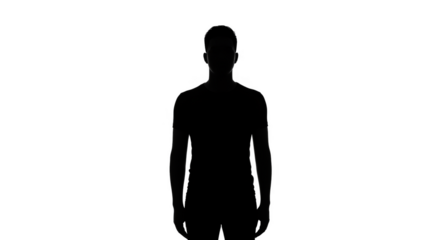 Isolated Silhouette of a Person on Black Background in Dark Shadow