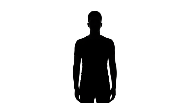 Isolated Silhouette of a Person on Black Background in Dark Shadow