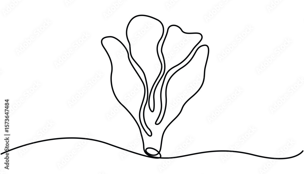 Poster lettuce in continuous line art drawing style. one line art lettuce vector illustration. one continuo