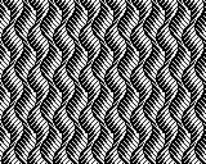 pixel art pattern fabric. The pattern is made up of many small squares, and the squares are arranged in a way that creates a sense of movement and depth.