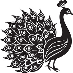 elegant peacock silhouette vector icon, elegant peacock vector illustration,