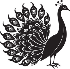 Fototapeta premium elegant peacock silhouette vector icon, elegant peacock vector illustration,