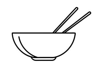 line art Bowl and Chopsticks silhouette vector illustration