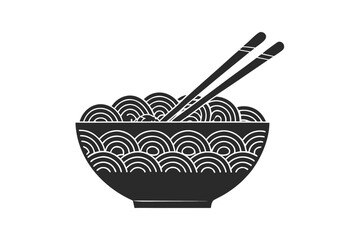Bowl and Chopsticks silhouette vector illustration