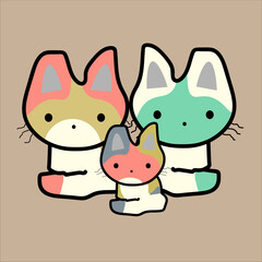 MobileCute Cartoon Cat Family Illustratio