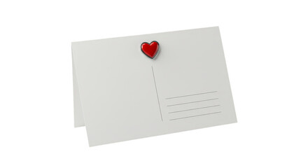 Illustration of White Love Letter with Red Heart on Transparent Background
