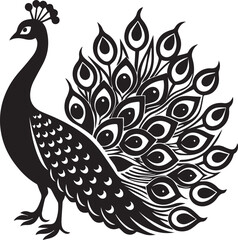 Fototapeta premium elegant peacock silhouette vector icon, elegant peacock vector illustration,