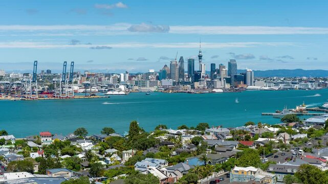 Timelapse video of Auckland of New Zealand in daytime