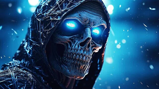 grim reeper in Delfts Blauw realistis, highly detailed,ai generative