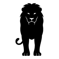 Lion silhouette standing with front looking view 1