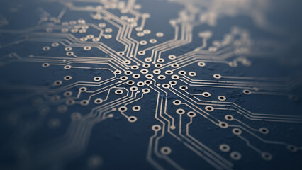 Close up of a circuit board with intricate patterns and connections, revealing the compact density of high-speed data boards used in advanced embedded technology