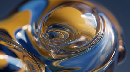 Golden and blue swirling liquid in a vial, representing fuel composition and engine dynamics.