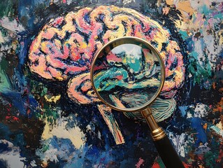 30. Icon of a magnifying glass over AI brain