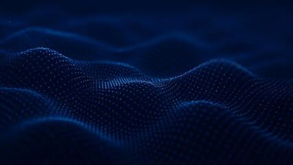 Abstract dark blue wavy surface with subtle grid pattern background texture, ideal for clean technology presentations, software UI, or AI data visualization themes