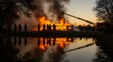 Through Smoke and Fire: The Unwavering Presence of Firefighters in the Midst of a Catastrophic Blaze.