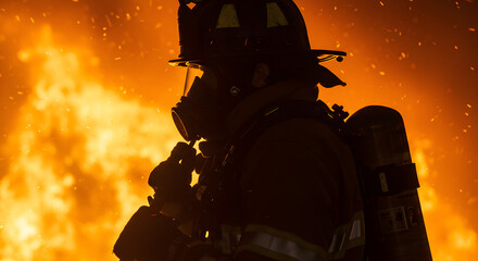 Firefighters Bravely Confronting a Dangerous and Uncontrolled Inferno.