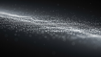 Abstract dark background with shimmering particles forming a wave-like pattern, offering a subtle energy aesthetic often used in elegant tech banners or blockchain visuals