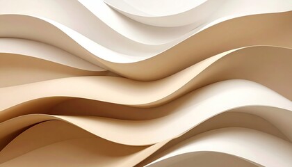 Obraz premium Abstract wavy patterns of beige and white paper creating a dynamic texture in a modern setting