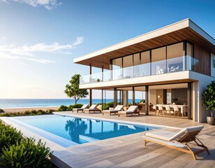 Modern beachfront house with pool