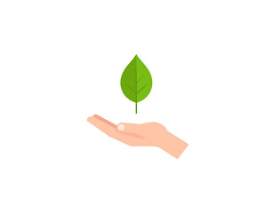 Hand holding a vibrant green leaf symbolizing growth and environmental care.