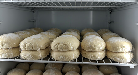 Frozen Bread Dough and Rolls in Glass Freezer