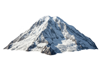 Isolated Snowy Mountain Peak Under Blue Sky Landscape on Transparent