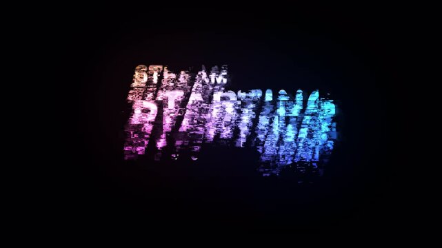 Glitch stream starting soon announcement with digital effect suitable for online broadcast graphics, streaming channels, and video content