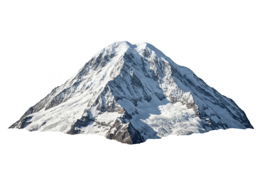 Isolated Snowy Mountain Peak Under Blue Sky Landscape on Transparent