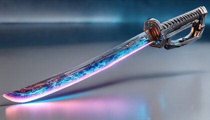 Futuristic katana with vibrant energy