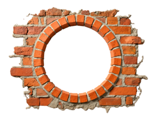 Brick wall with circular opening for architectural design  