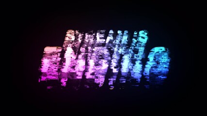 Glitch stream ending announcement in bold yellow letters a digital artifact. Suitable for streaming platforms, gaming channels, tech products