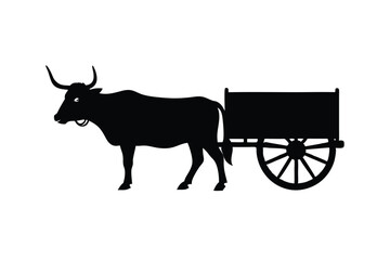 Bullock cart folk scene illustration rural transport vector art illustration