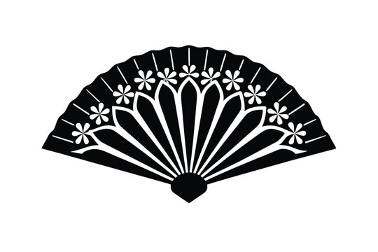 Colorful fan motif with folk style illustration cultural decor vector art illustration