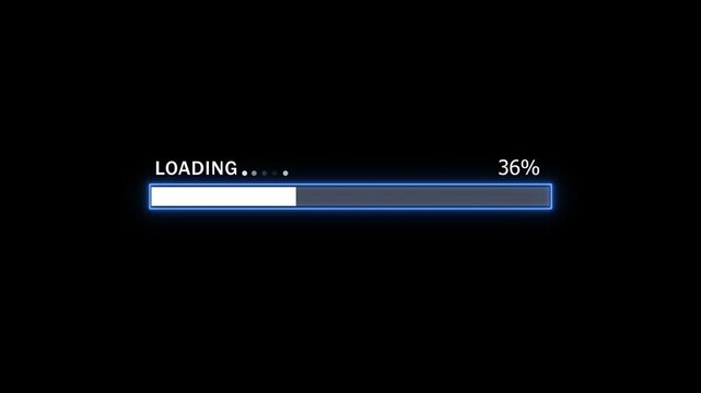 47% complete loading icon animation background. Neon Loading bar sign 47 percent animation.