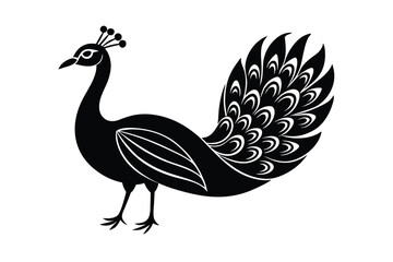 Folk peacock illustration in vibrant colors majestic bird vector art illustration