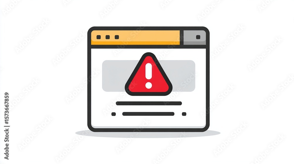 Fototapete a web browser interface showing an alert symbol, indicating a potential problem or warning