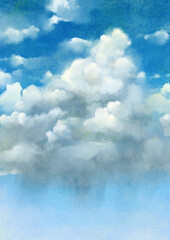 降水の筋が見える入道雲のイラスト素材
