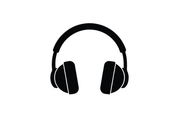 Minimal sound therapy headphones icon audio wellness vector art illustration