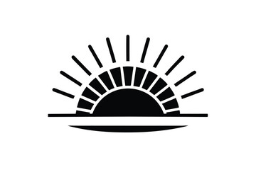 Simple sunrise icon for morning wellness new beginnings vector art illustration