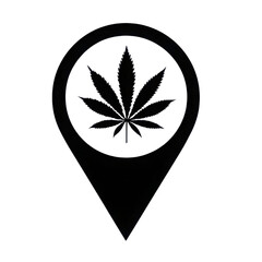Illustration of a Marijuana Leaf Location Pin on a transparent background - Cannabis, Dispensary Finder