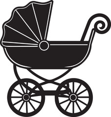 baby carriage vector illustration, baby carriage silhouette vector icon, logo design