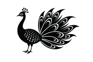 Vibrant peacock with Nakshi detailing colorful bird vector art illustration