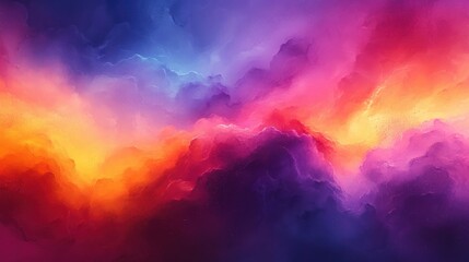 Fototapeta premium Colorful Abstract Cloudcape, vibrant hues, dynamic swirls, sunset sky background